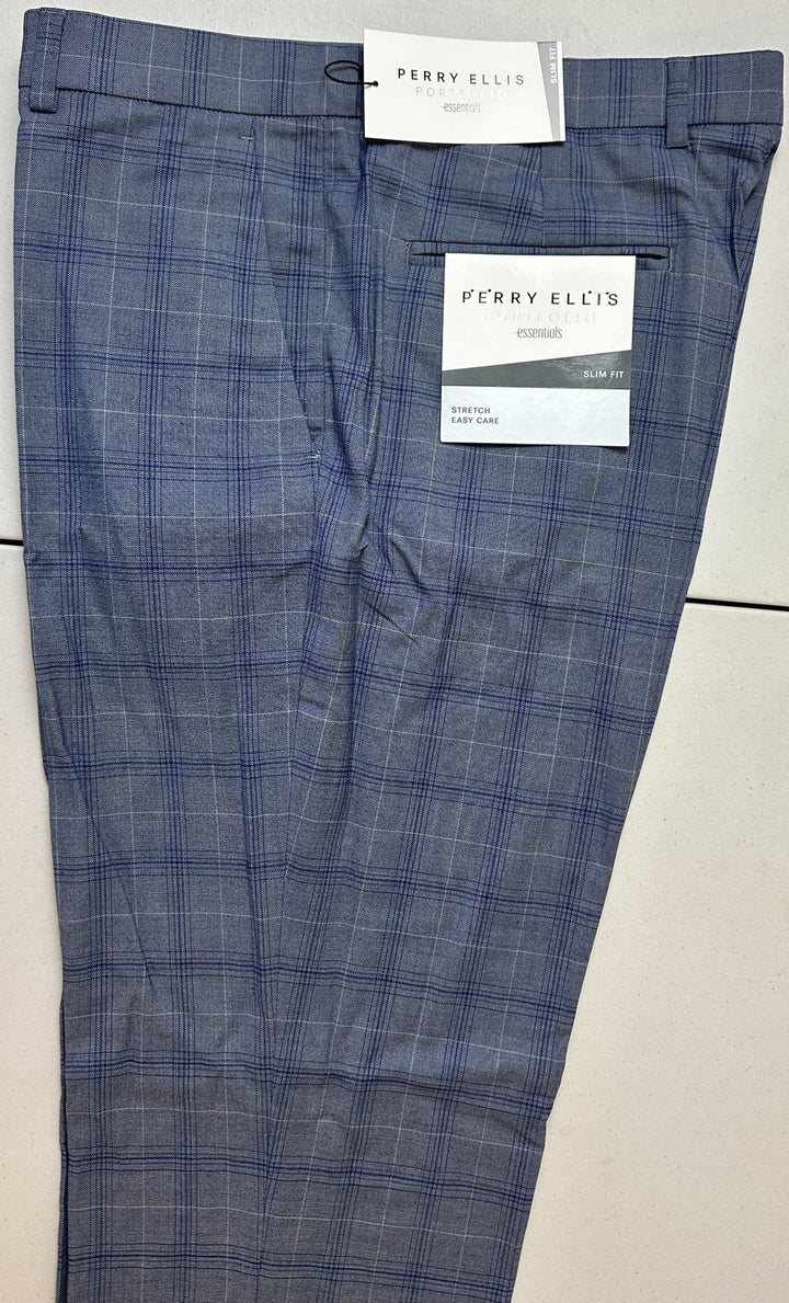 Translation missing: en.Perry Ellis Men's Slim-Fit Flat Front Dress Pants Hazy Blue-30x32